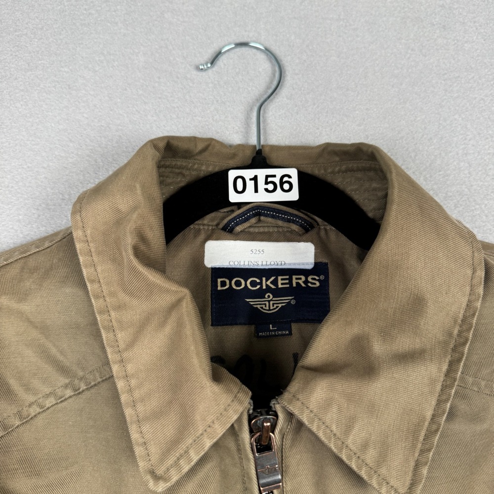 Dockers Mens Harrington Jacket Large Khaki Tan Quilt Lined Full Zip GrandpaCore - Picture 9 of 9